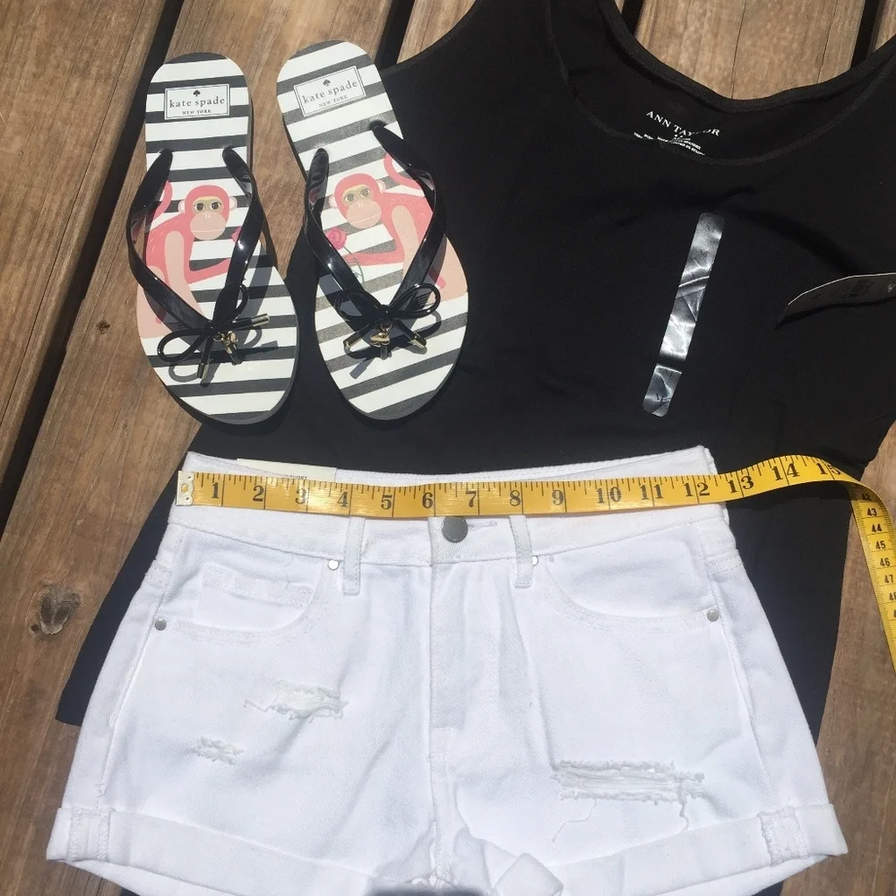 Bullhead White Denim Distressed High Rise Jean Shorts